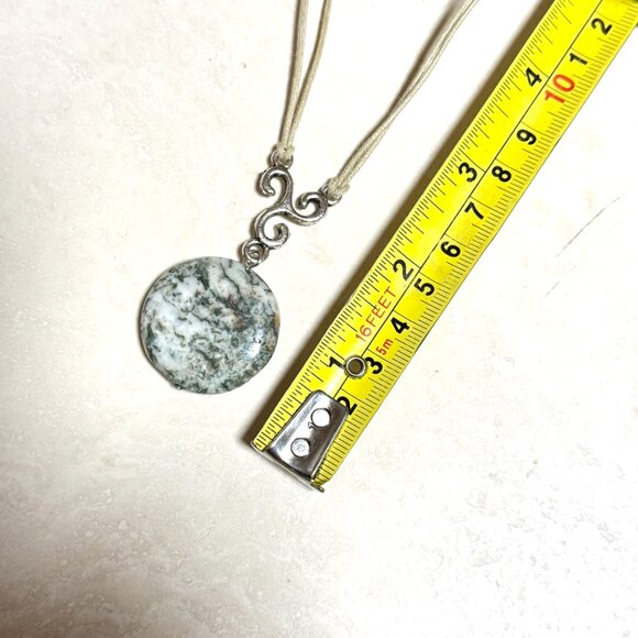 2/$20, Natural Green Tree Agate Necklace, Genuine Gemstone Cord Necklace - Picture 10 of 12